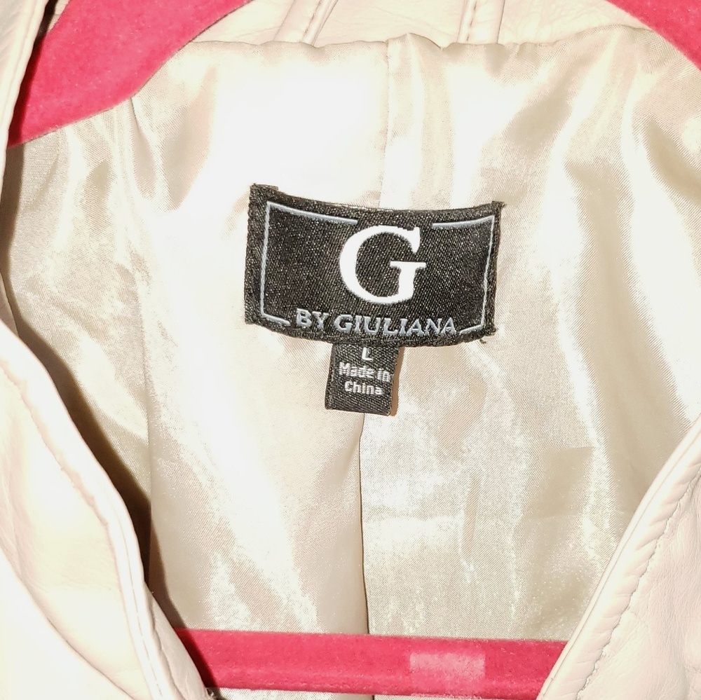 Guliana Faux Leather Moto Jacket Sz L Nude Color - Picture 8 of 8